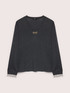Viscose sweater with integrated printed scarf image number 6