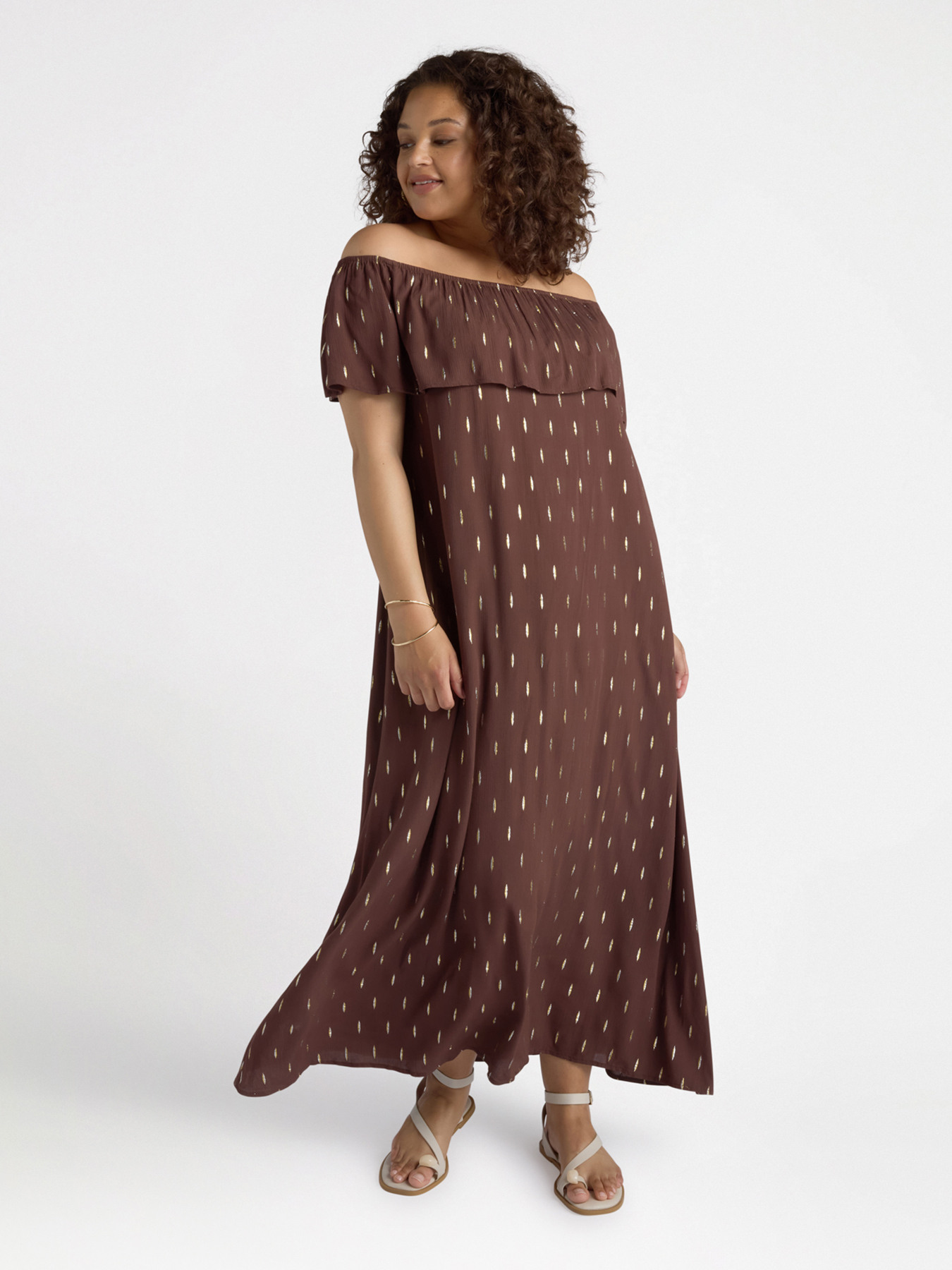 Off the shoulder lurex dress image number 0