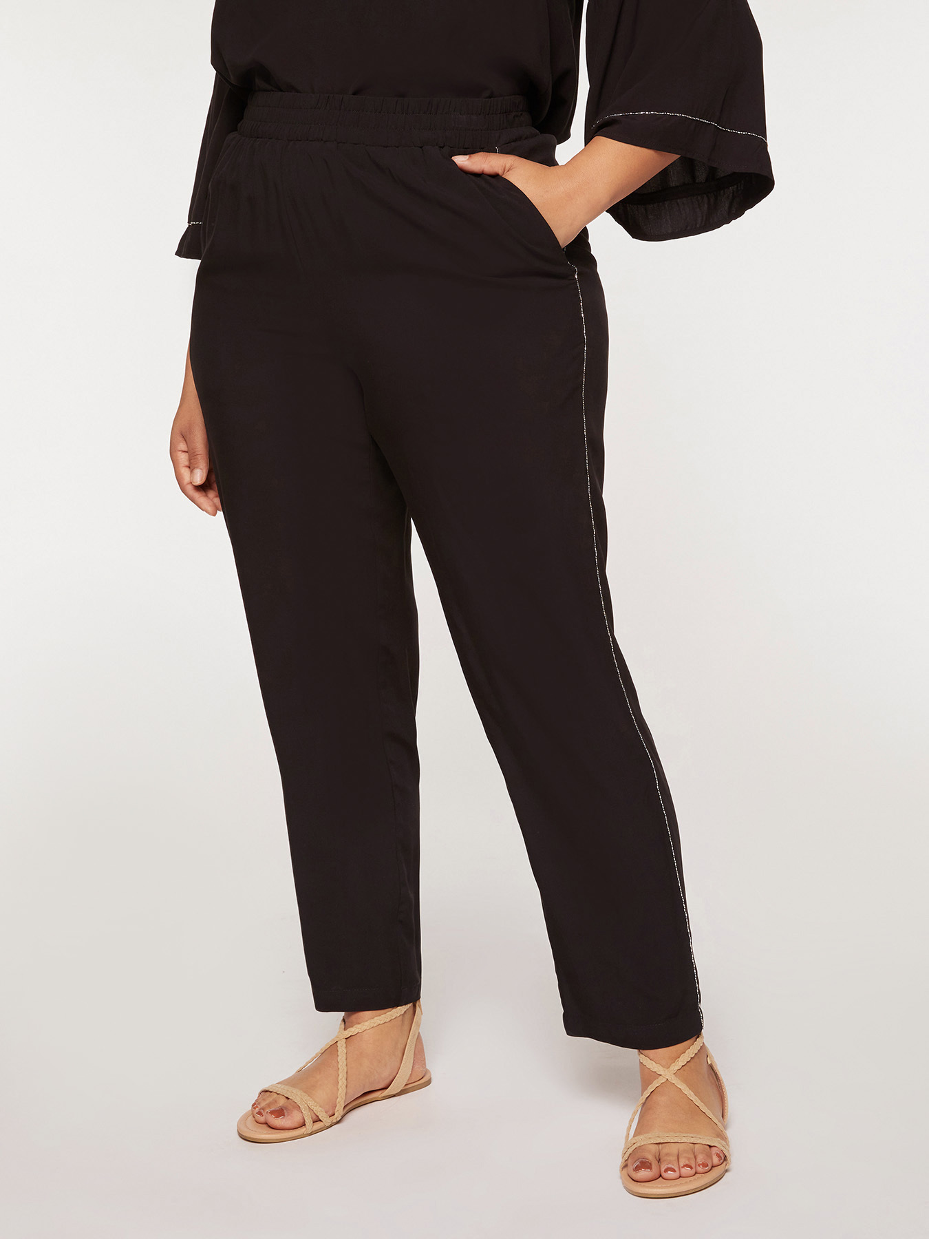 Embroidered viscose trousers image number 2