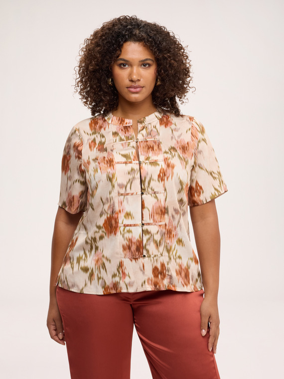 Blusa con estampado en raso de viscosa