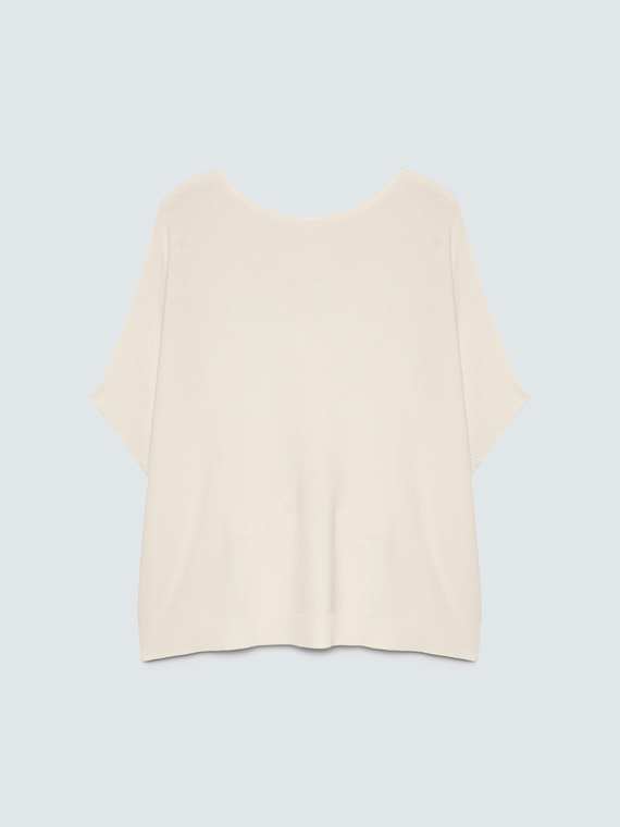 Viscose blend sweater with boat neckline