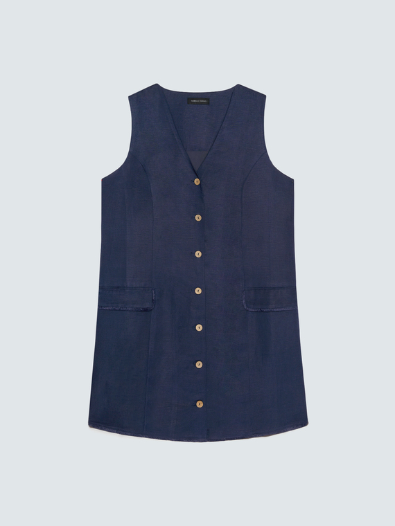 Vestito chemisier in misto lino e viscosa
