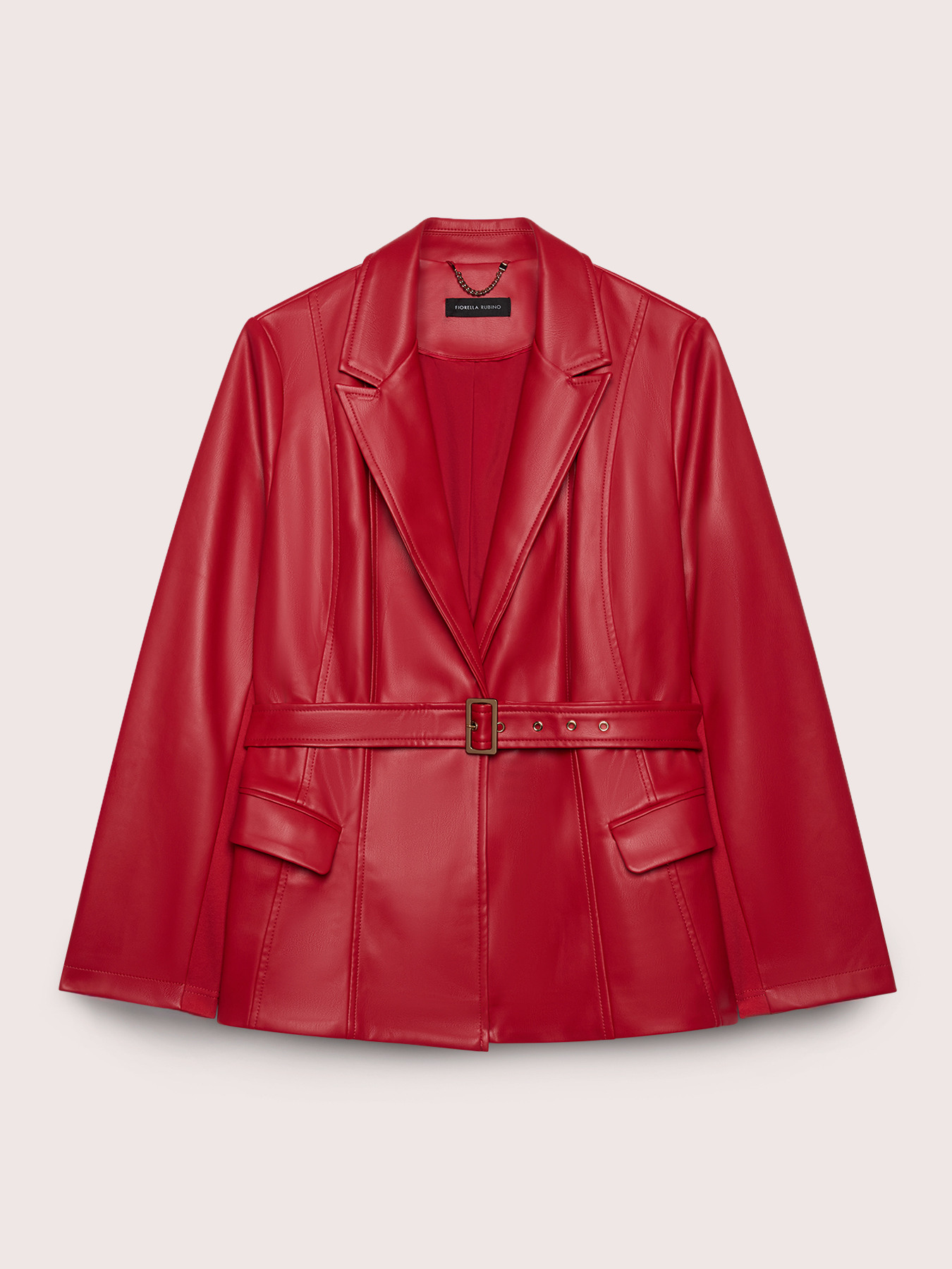 Coated fabric blazer with belt image number 4