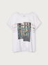 Dual-fabric T-shirt with jungle print image number 3