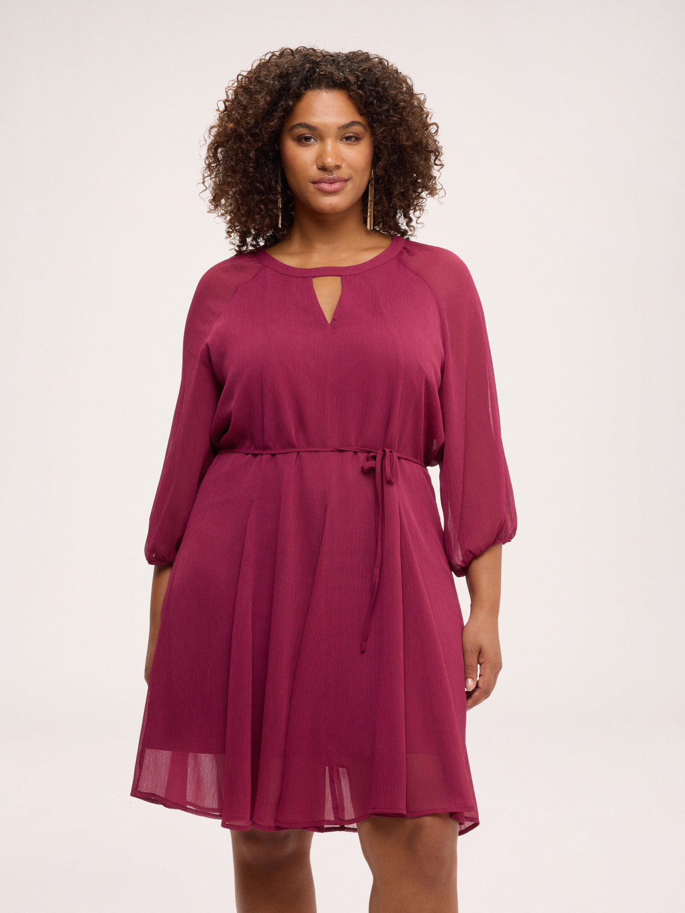 Short flared dress in georgette image number 0