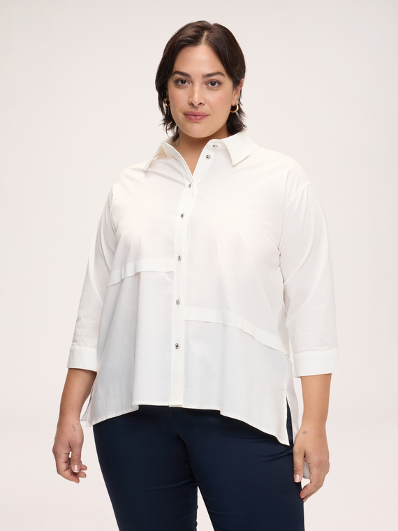 Chemise en m&eacute;lange de coton avec ourlet asym&eacute;trique
