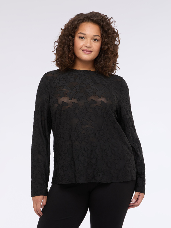 T-shirt in pizzo con motivo floreale | Fiorella Rubino