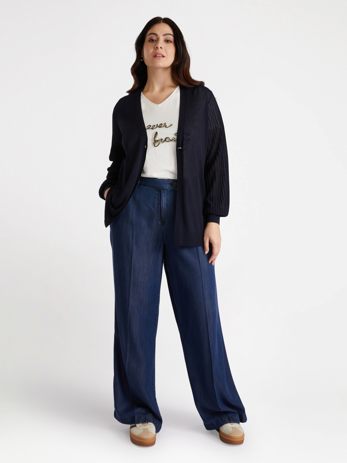 Jeans wide leg con fibre in TENCEL&trade; image number 2