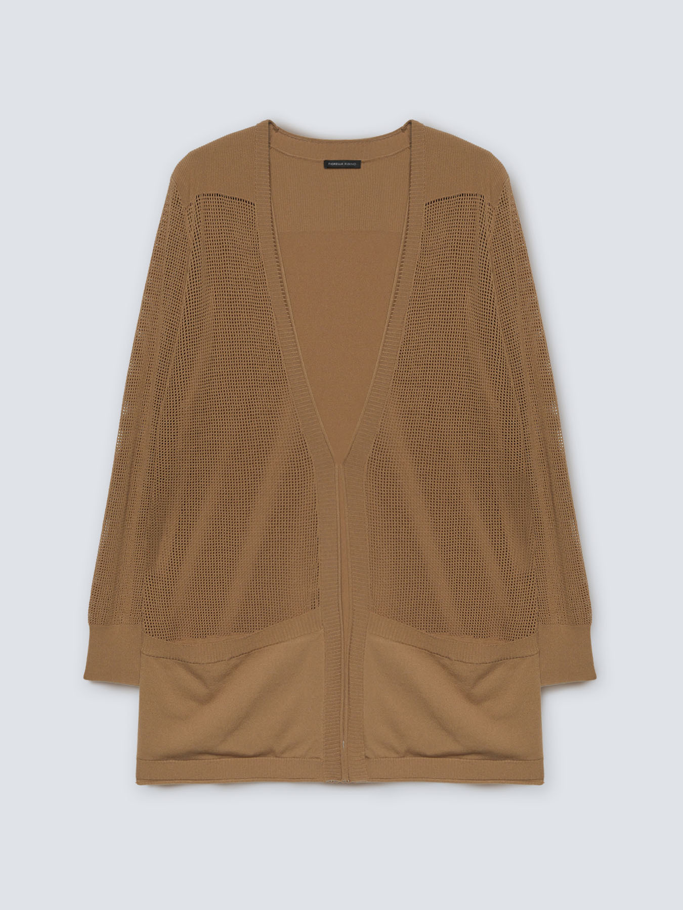 Cardigan con tasche e parti a rete image number 4