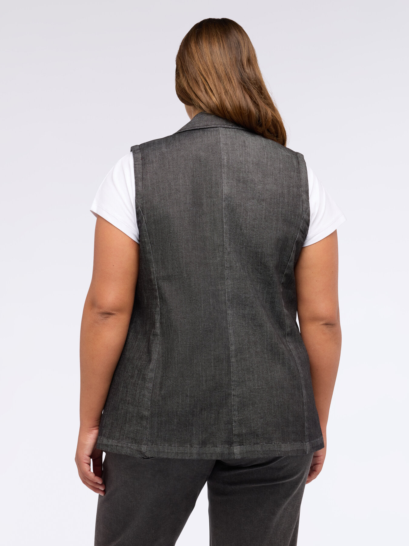 Gilet in denim con bottone gioiello image number 1