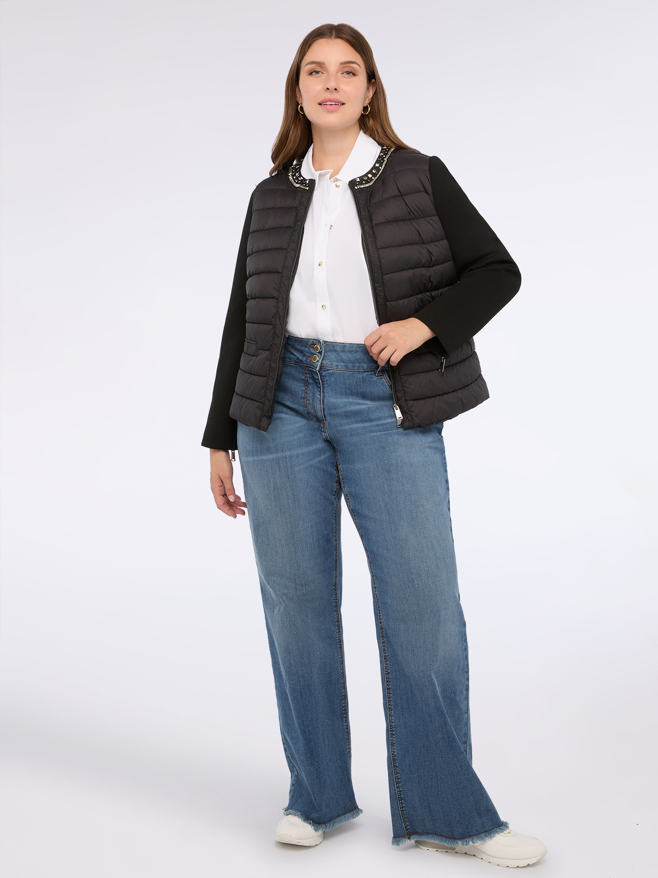 Two-material down jacket with jewel detail and Sorona&reg; Aura padding image number 2