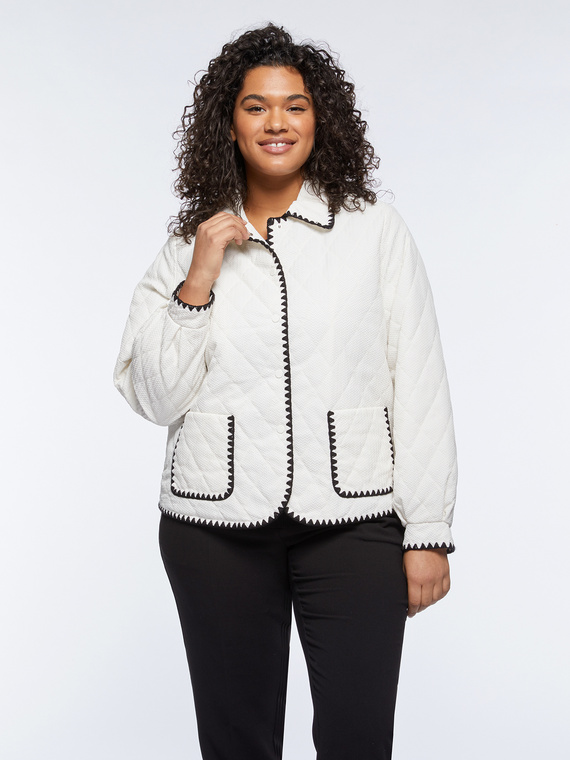 Quilted jacket with embroidered borders