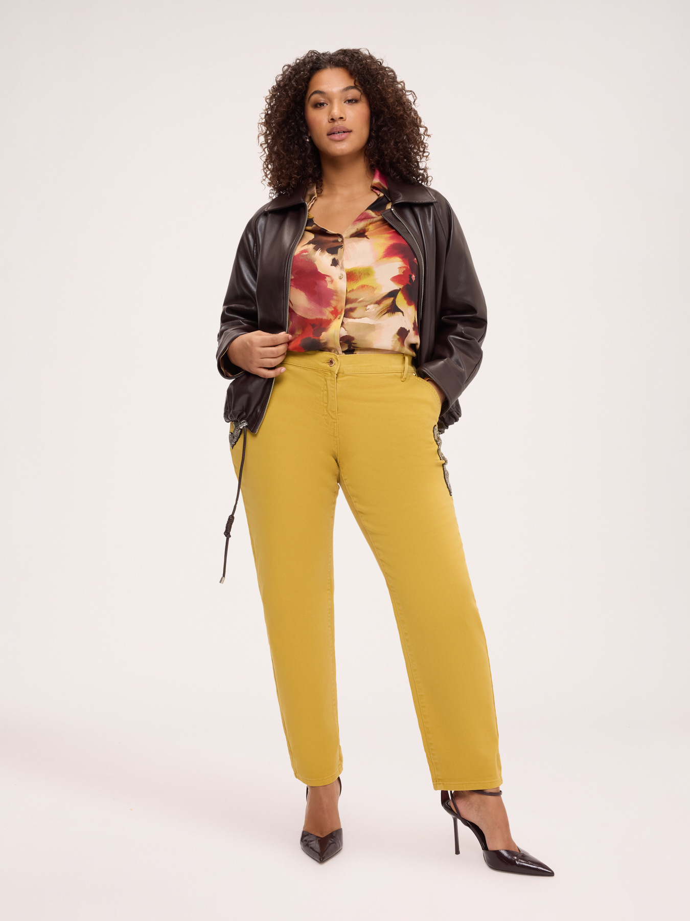 Biker jacket with drawstring hem image number 2