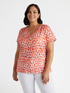 Blouse imprim&eacute;e &agrave; col en V image number 0