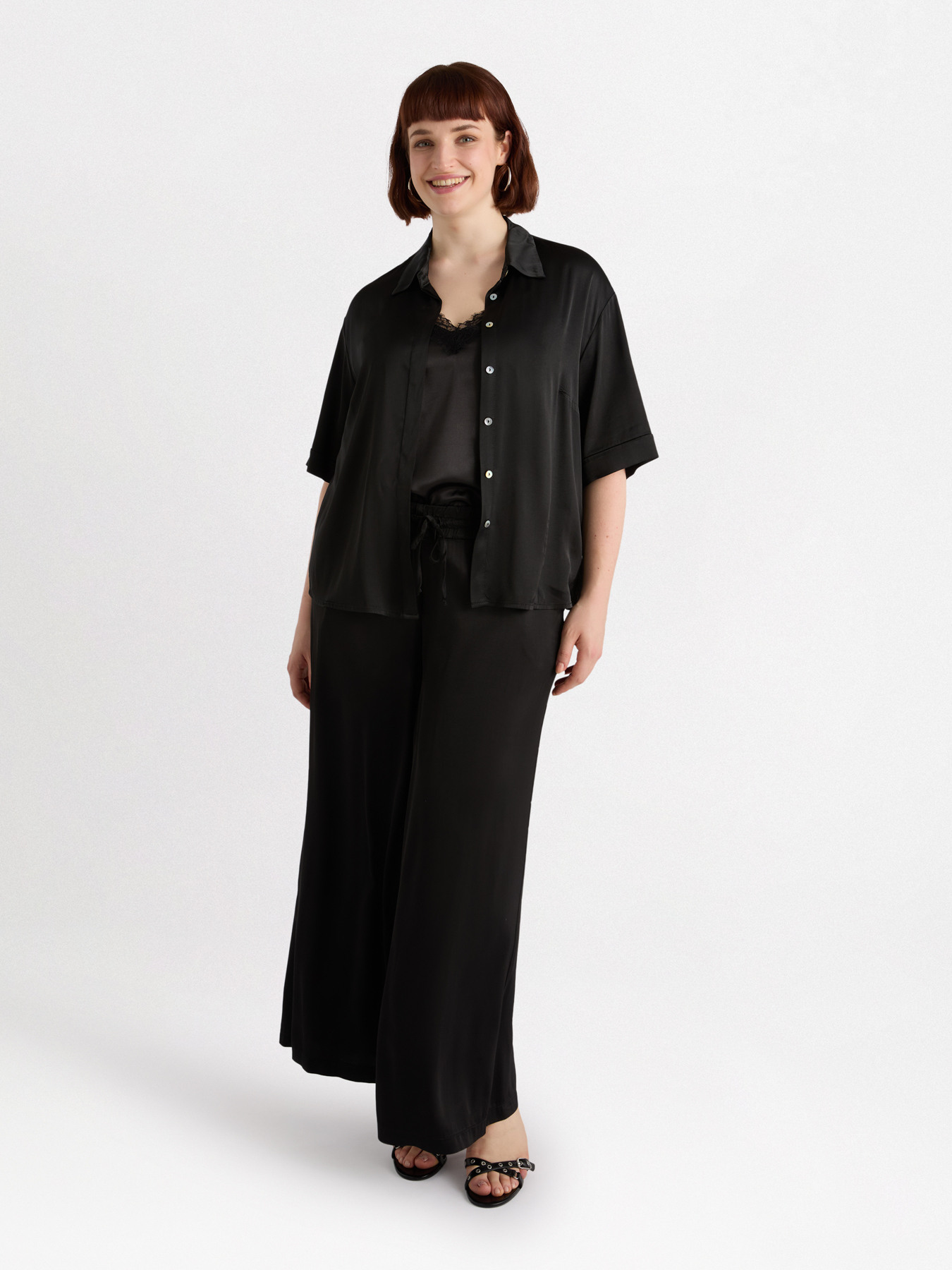 Camicia in raso stretch image number 0