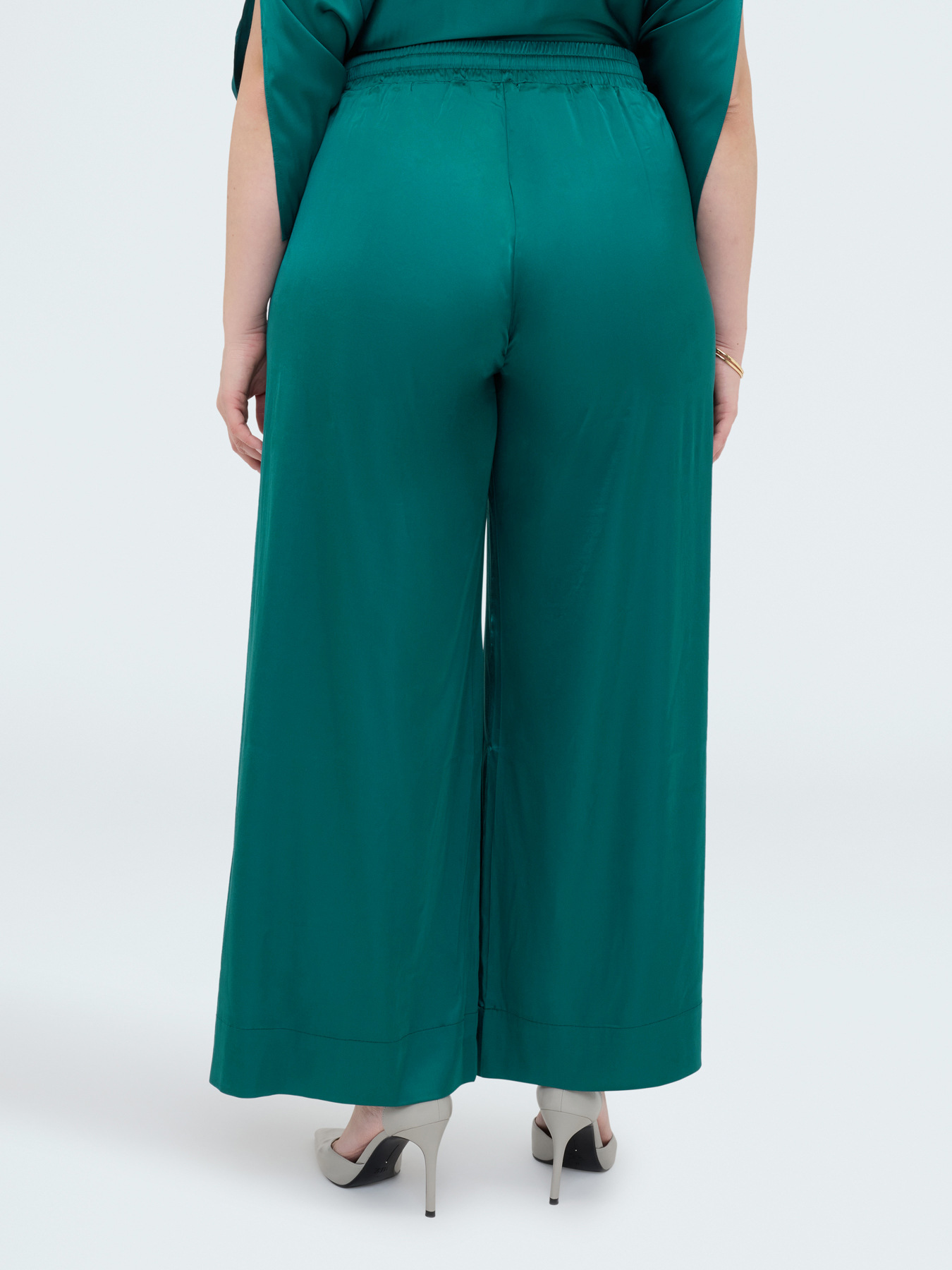 Wide-Leg-Hose aus Viskose-Satin image number 1