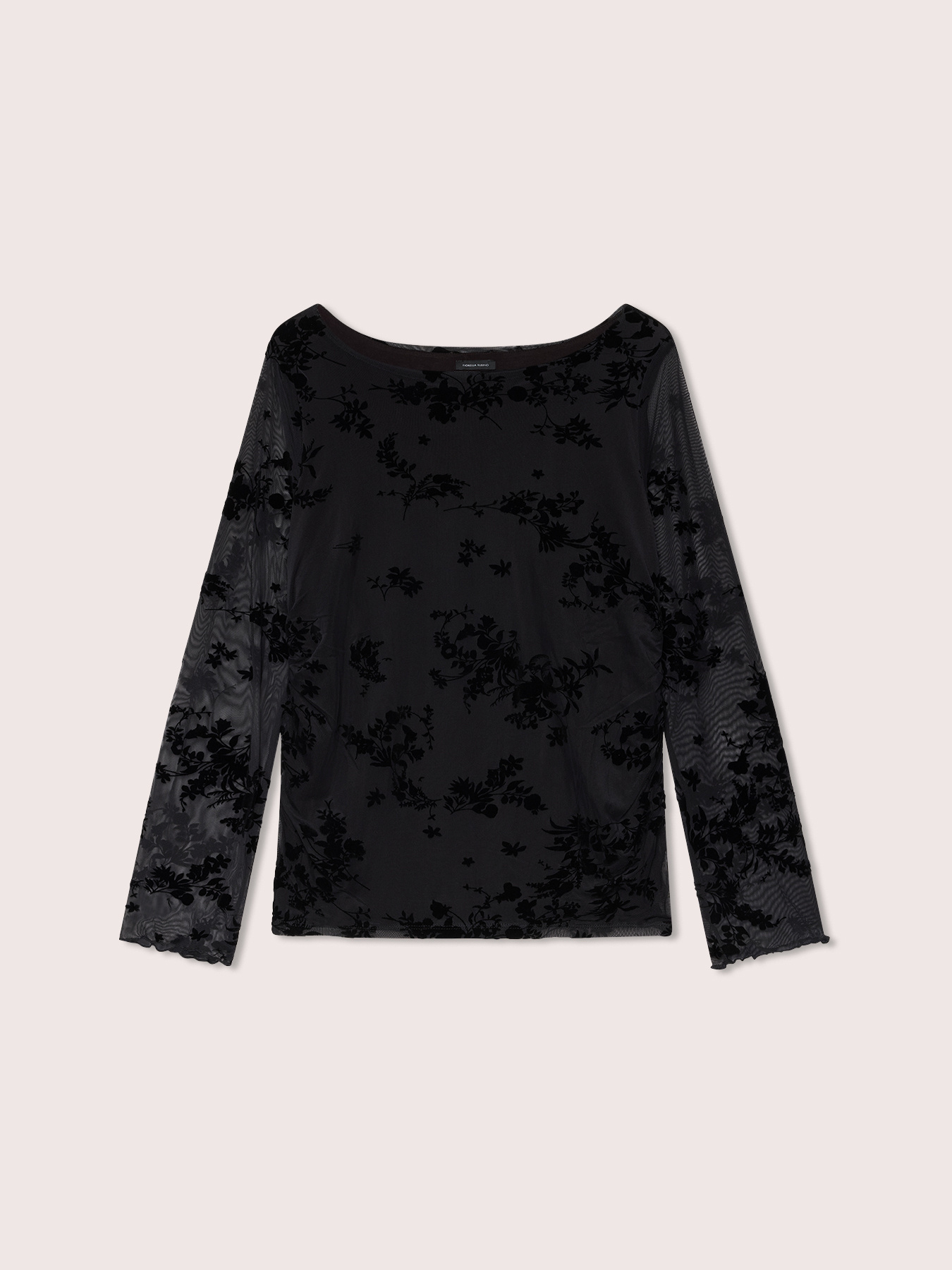 Tulle T-shirt with flock embroidery image number 0