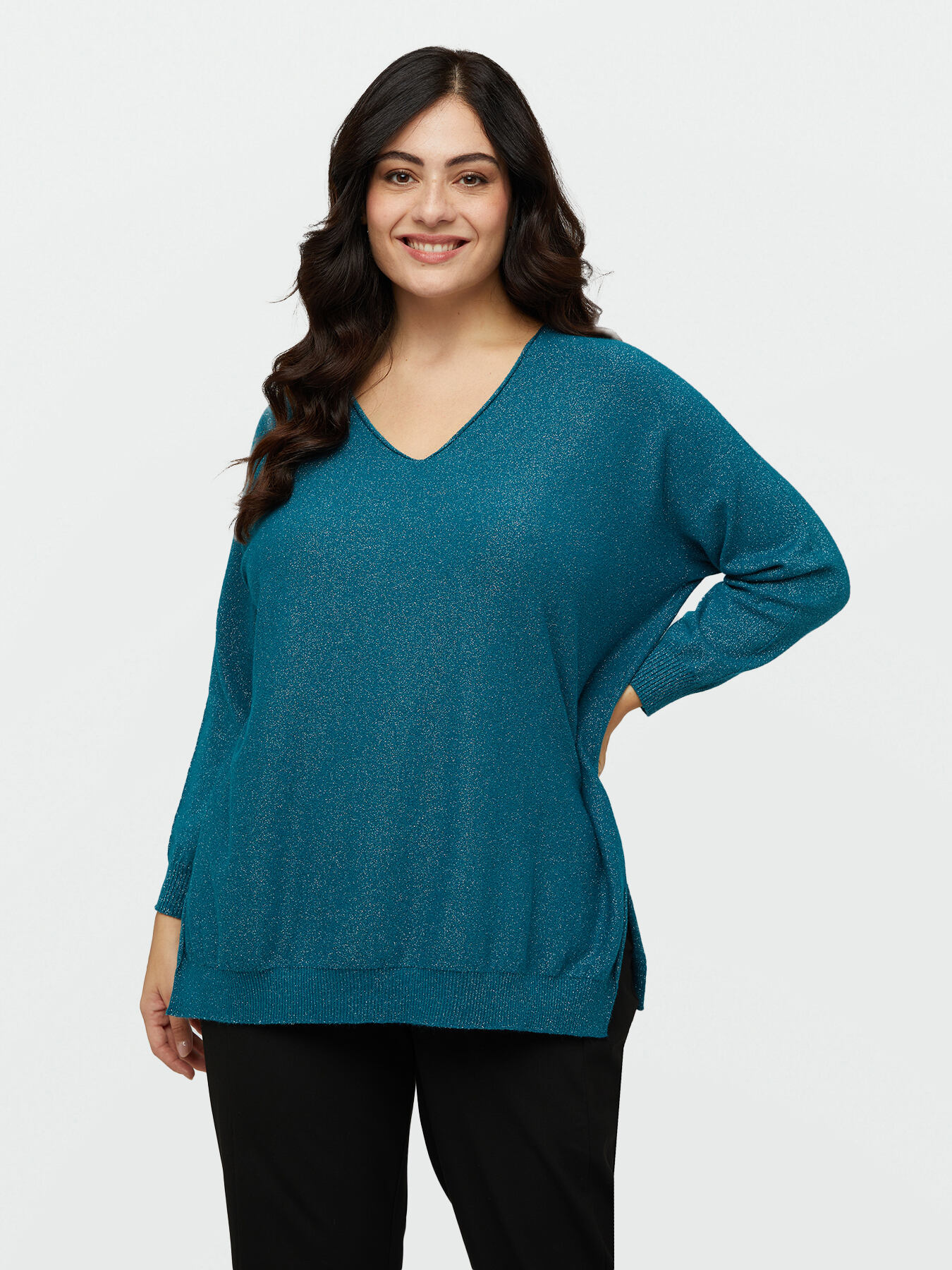 Lurex sweater with V-neck image number 3
