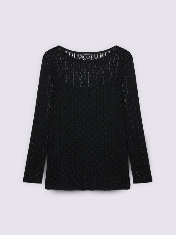 T-shirt in jersey con lavorazione traforata