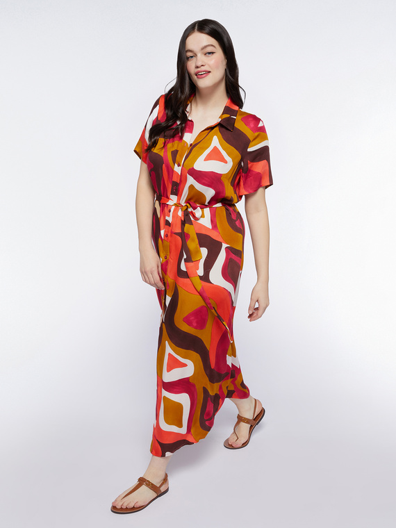 Fiorella Rubino - Vestito lungo stampato Donna, Arancione Taglia: 43 (52 IT)