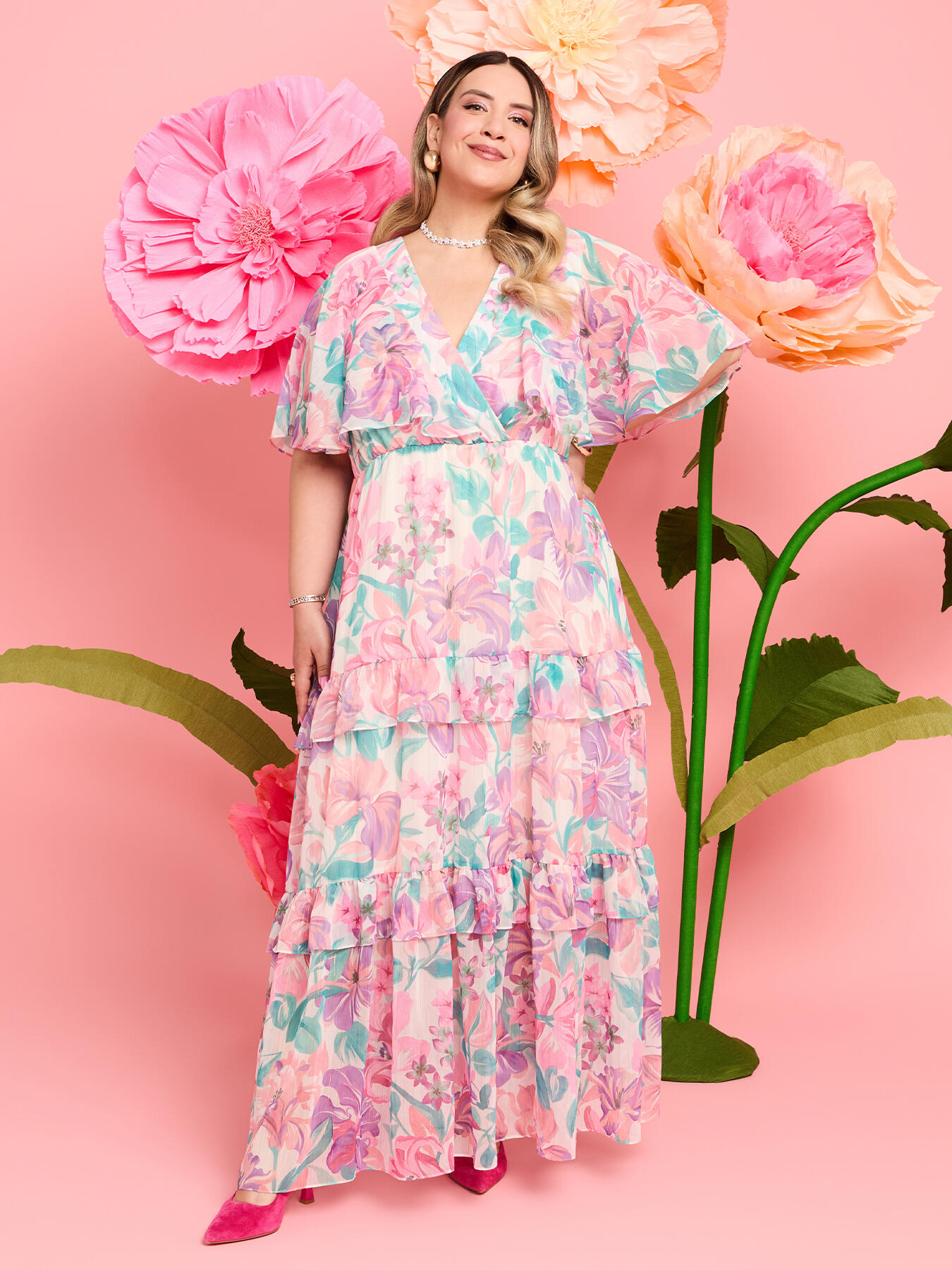 Floral georgette dress image number 0