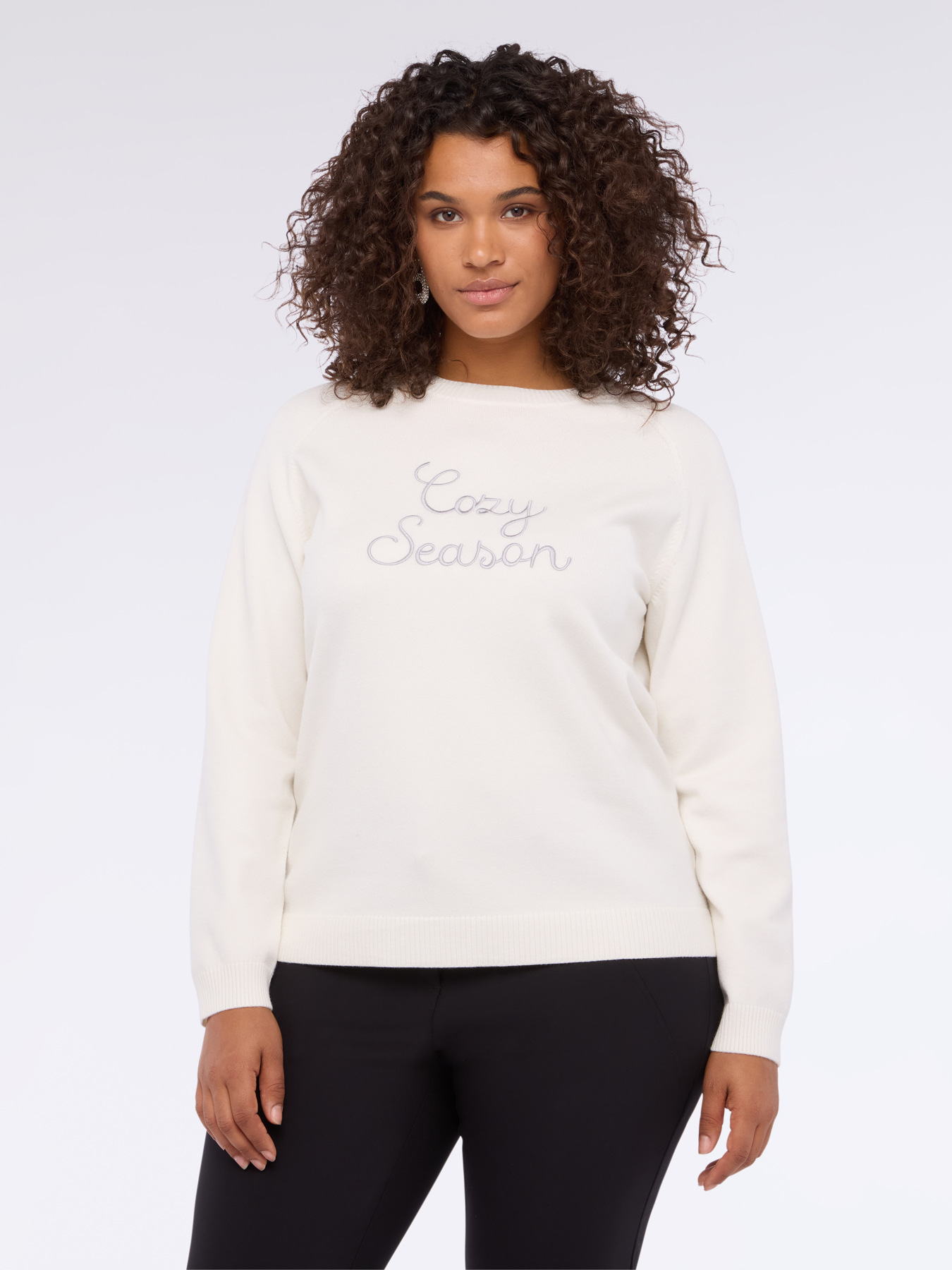 Rundhals-Pullover mit Cozy Season Stickerei image number 2