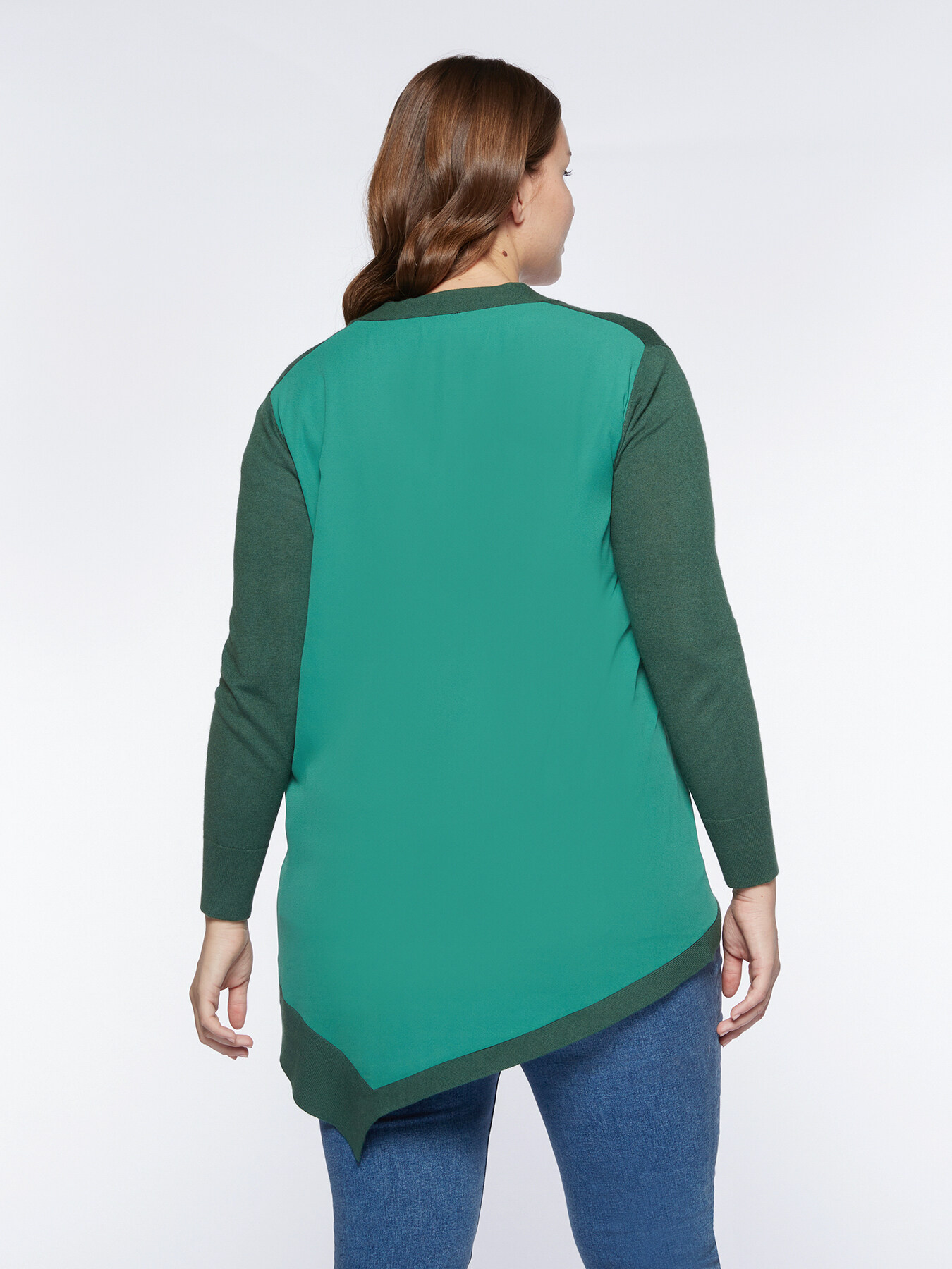 C&aacute;rdigan largo con parte trasera de tela image number 1