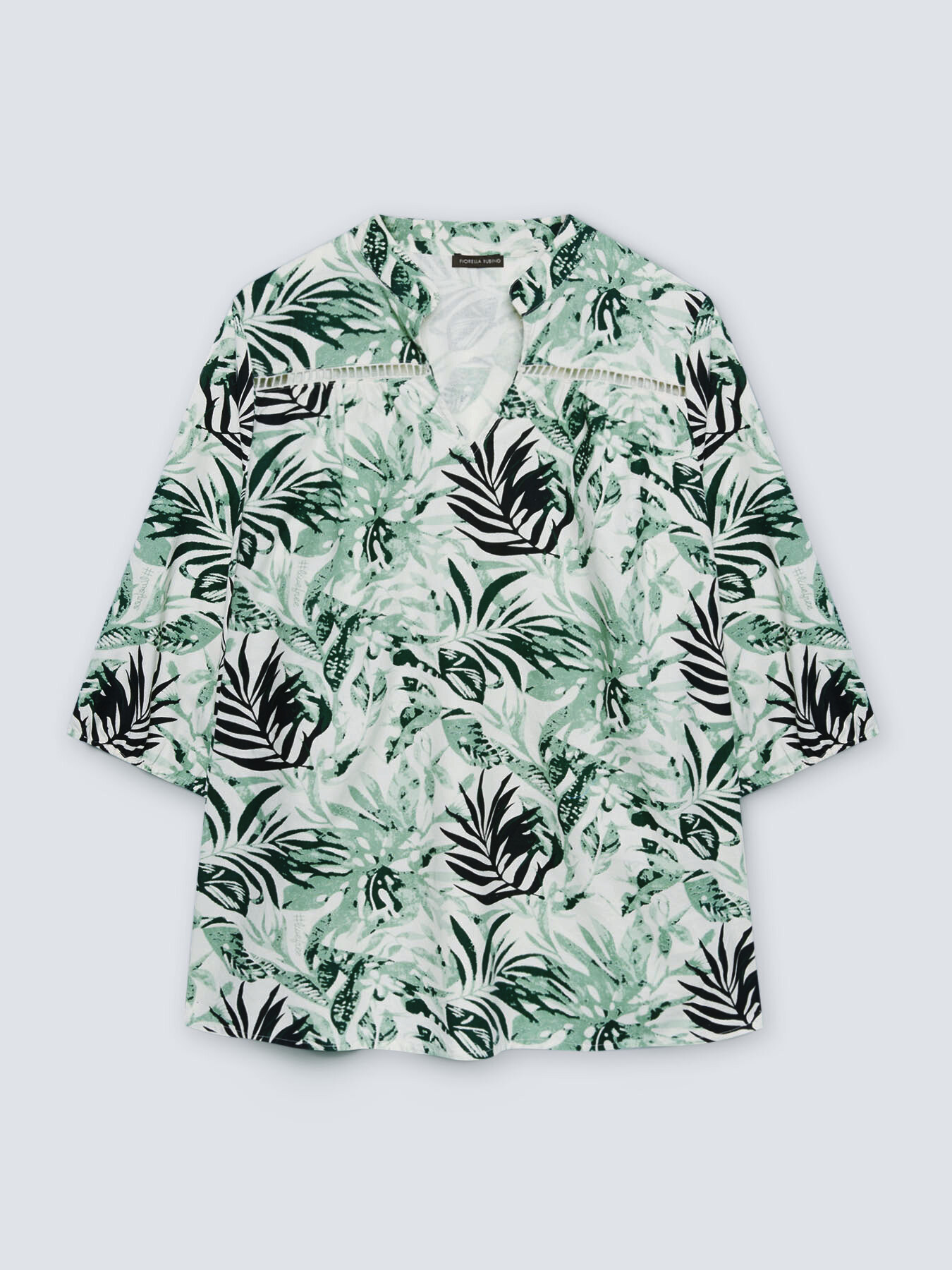 Bluse mit Dschungelmuster aus Leinen und Baumwolle image number 4