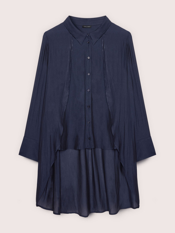 Georgette shirt with double-layer draping