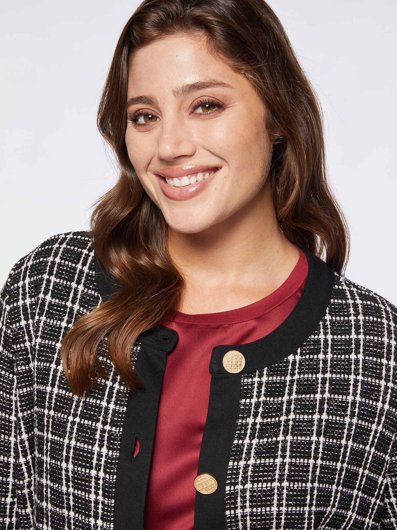 Patterned fabric jacket with buttons image number 2