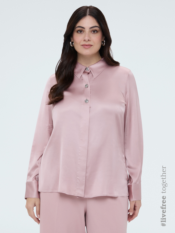 Satin shirt with jewel buttons