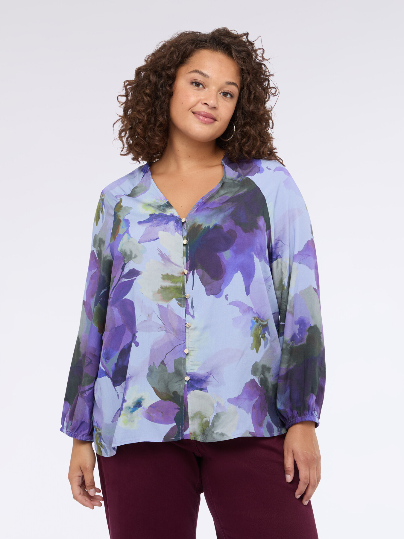 Floral print viscose blouse image number 3