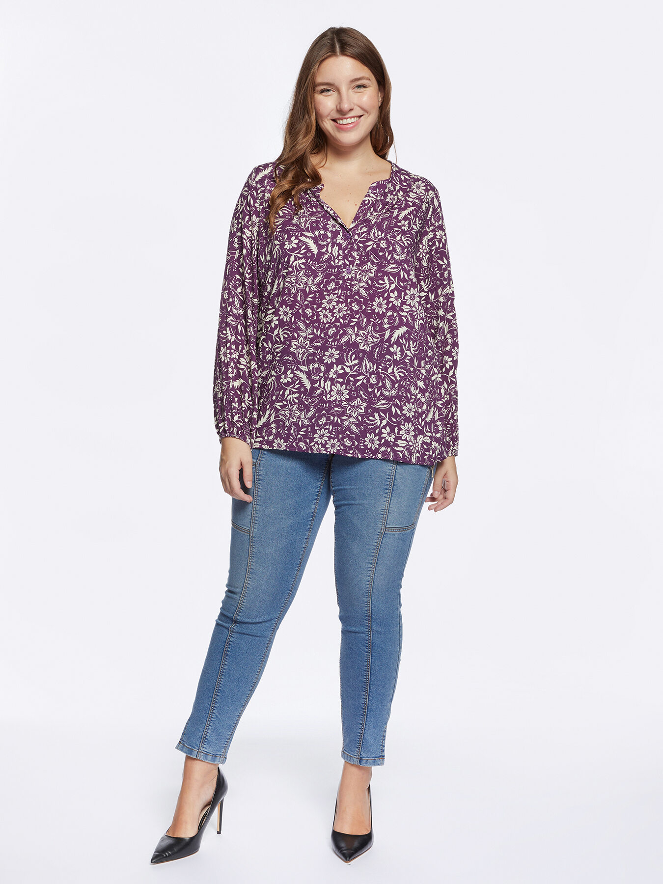 Blouse &agrave; fleurs en viscose image number 2