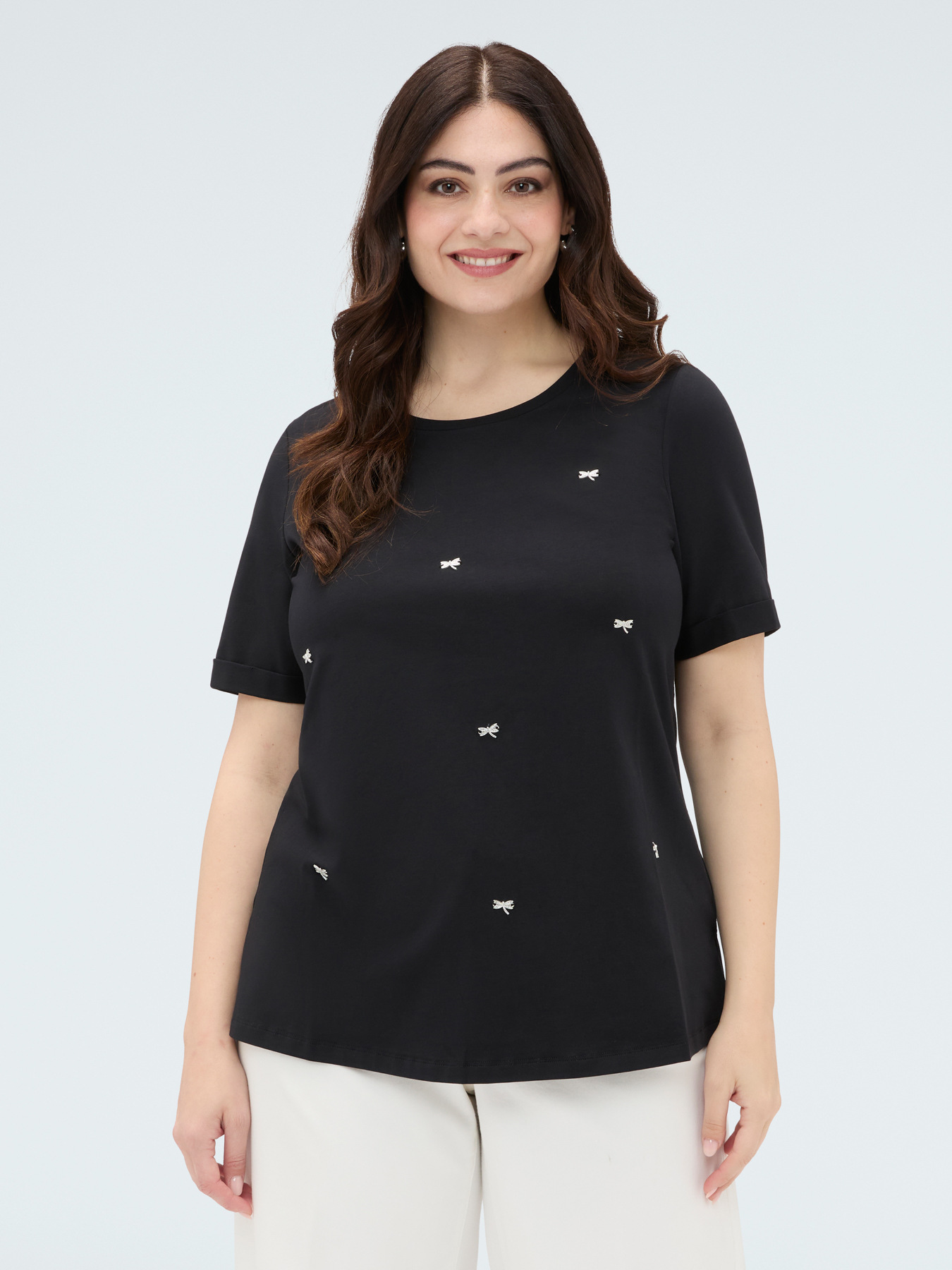 T-shirt in cotone con charm libellula image number 0
