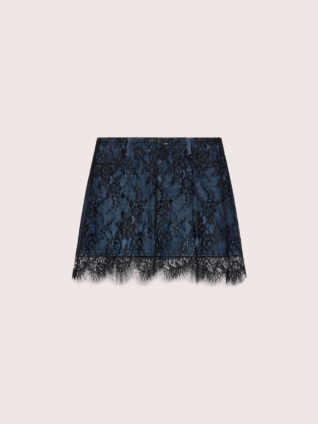 Denim mini skirt with lace image number 4