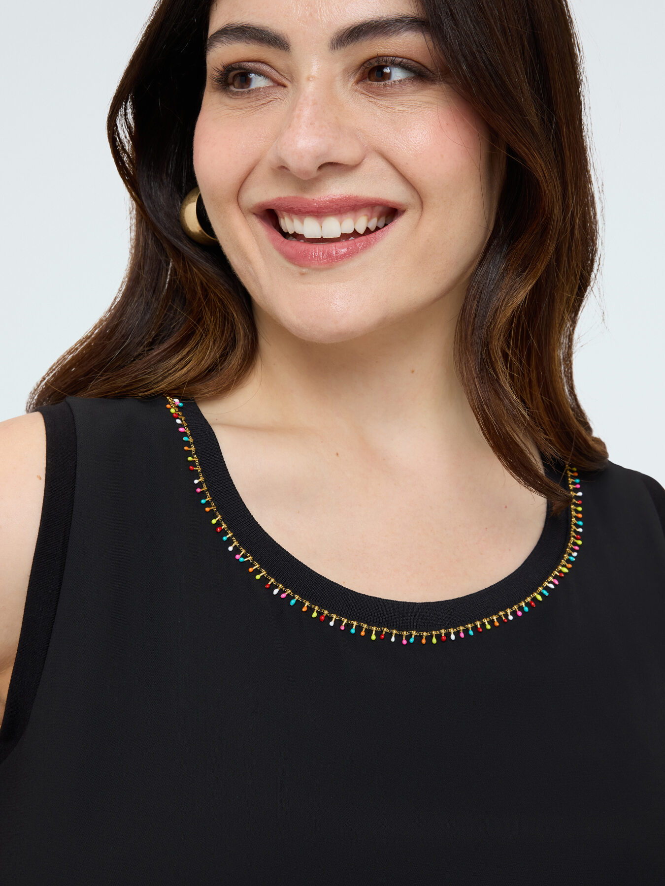 Two-tone viscose top with embellishments image number 2
