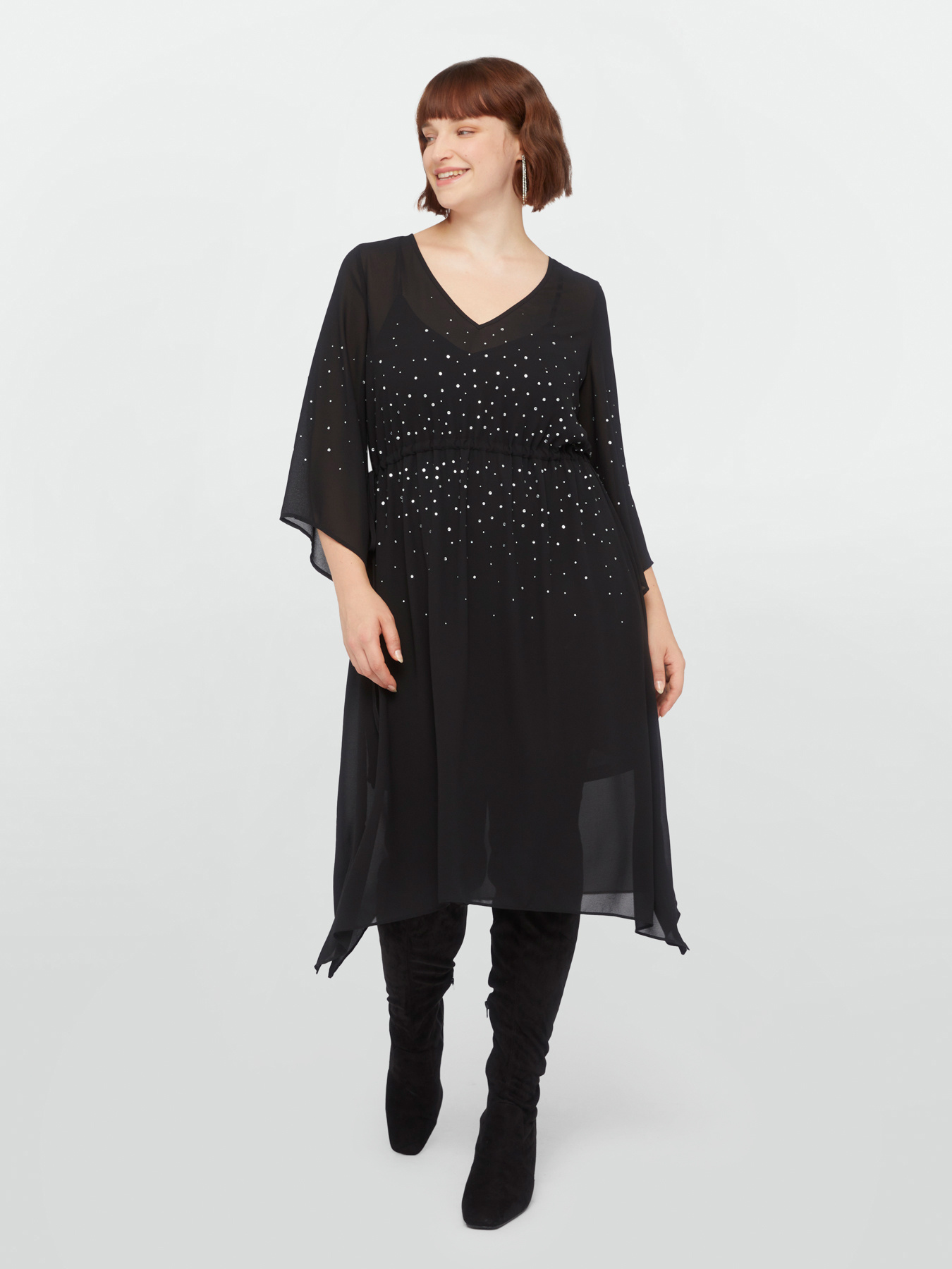 Vestito midi con punti luce image number 0