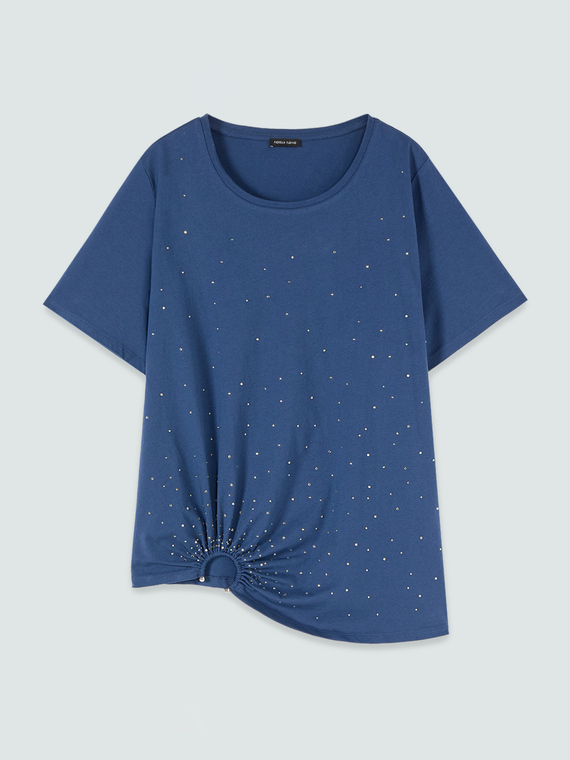 T-shirt con hotfix e dattaglio ad anello