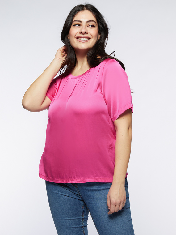 Fiorella Rubino - Blusa in raso fucsia Donna, Fucsia Taglia: S (48-50 IT)