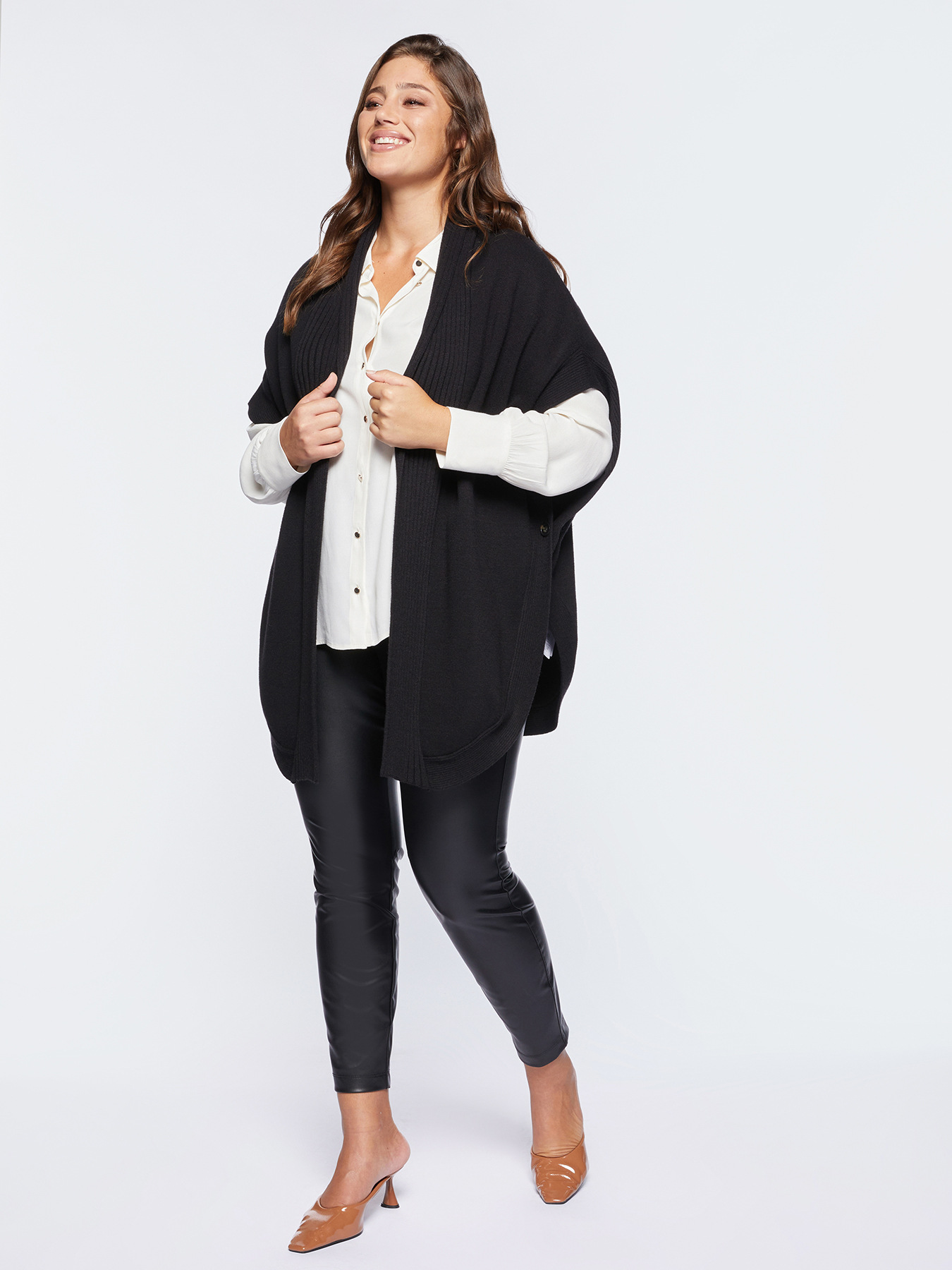 Maxi cardigan con bordi a coste image number 2