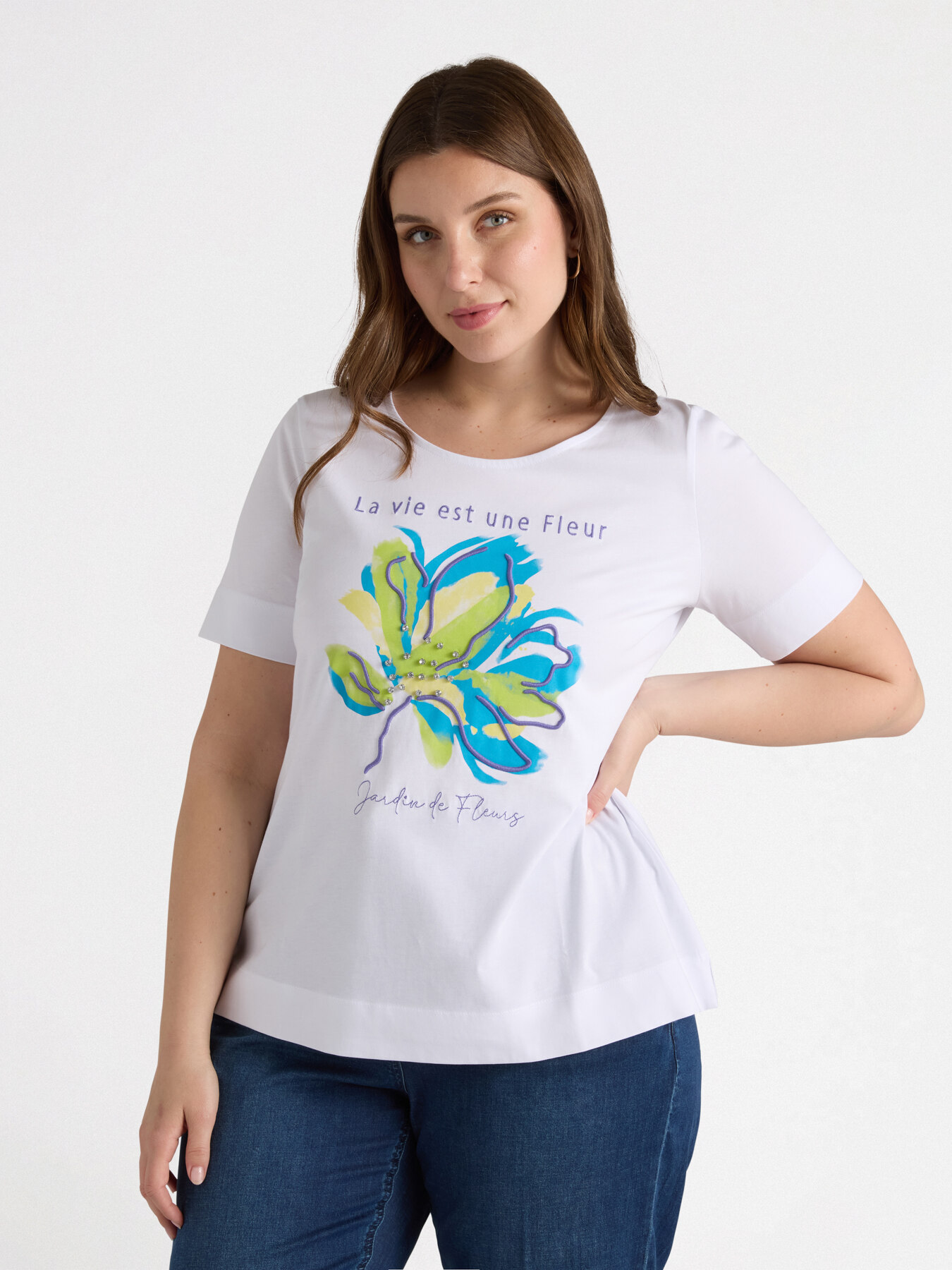 T-shirt imprim&eacute; et brod&eacute; image number 0