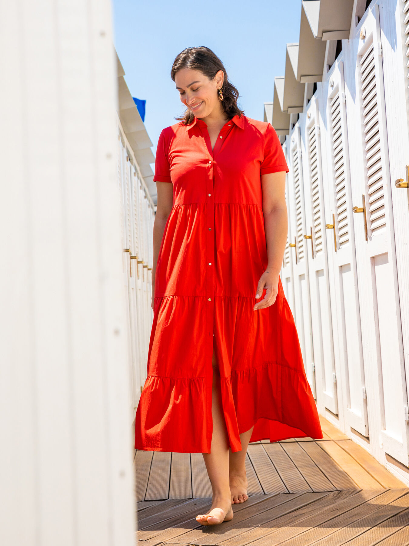 Volant-Kleid aus zwei Stoffen image number 0