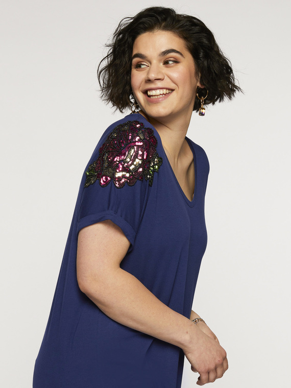 Fiorella Rubino T-shirt con ricamo floreale Donna