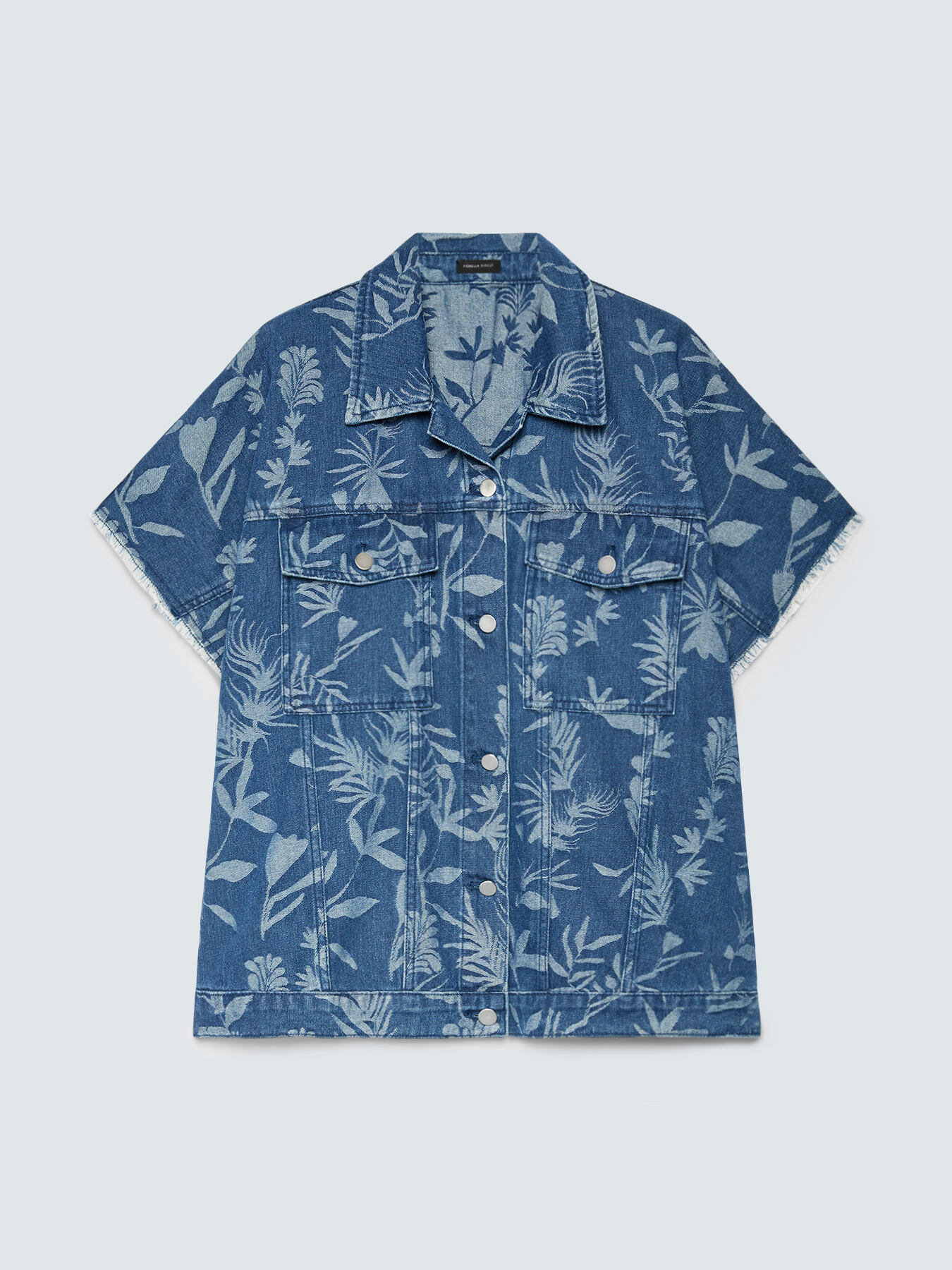 Camisa de denim con motivo jacquard foliage image number 4