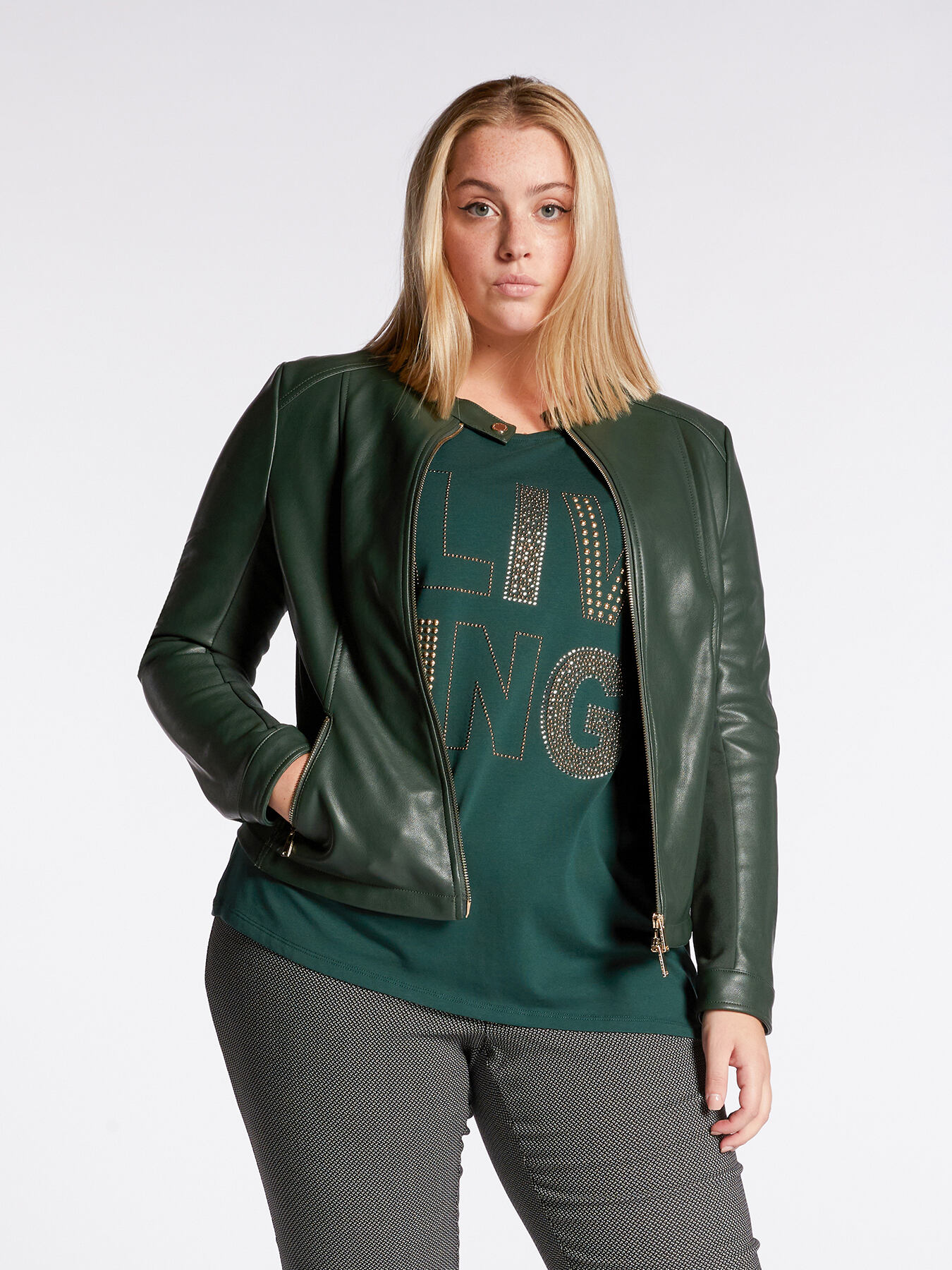 Asymmetrical T-shirt with rhinestone lettering image number 2