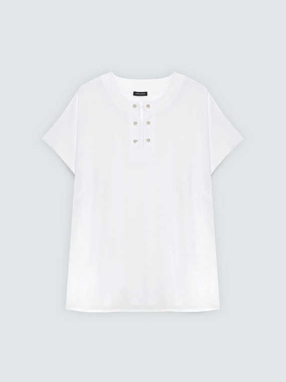 Viscose t-shirt with pearl detail