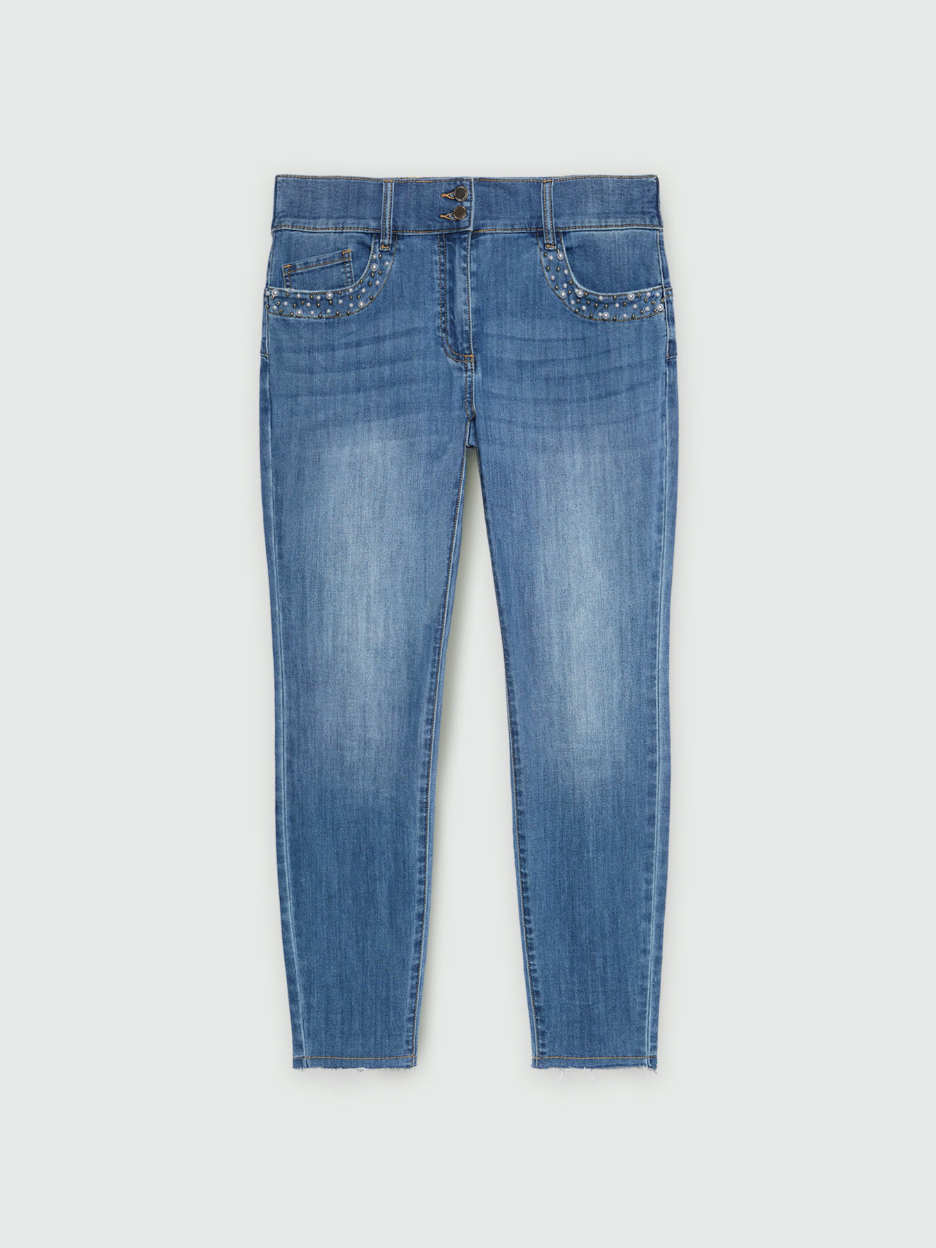 Skinny-Jeans mit Perlenstickerei image number 4