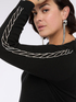 Maglia scollo a V con applicazioni strass image number 0