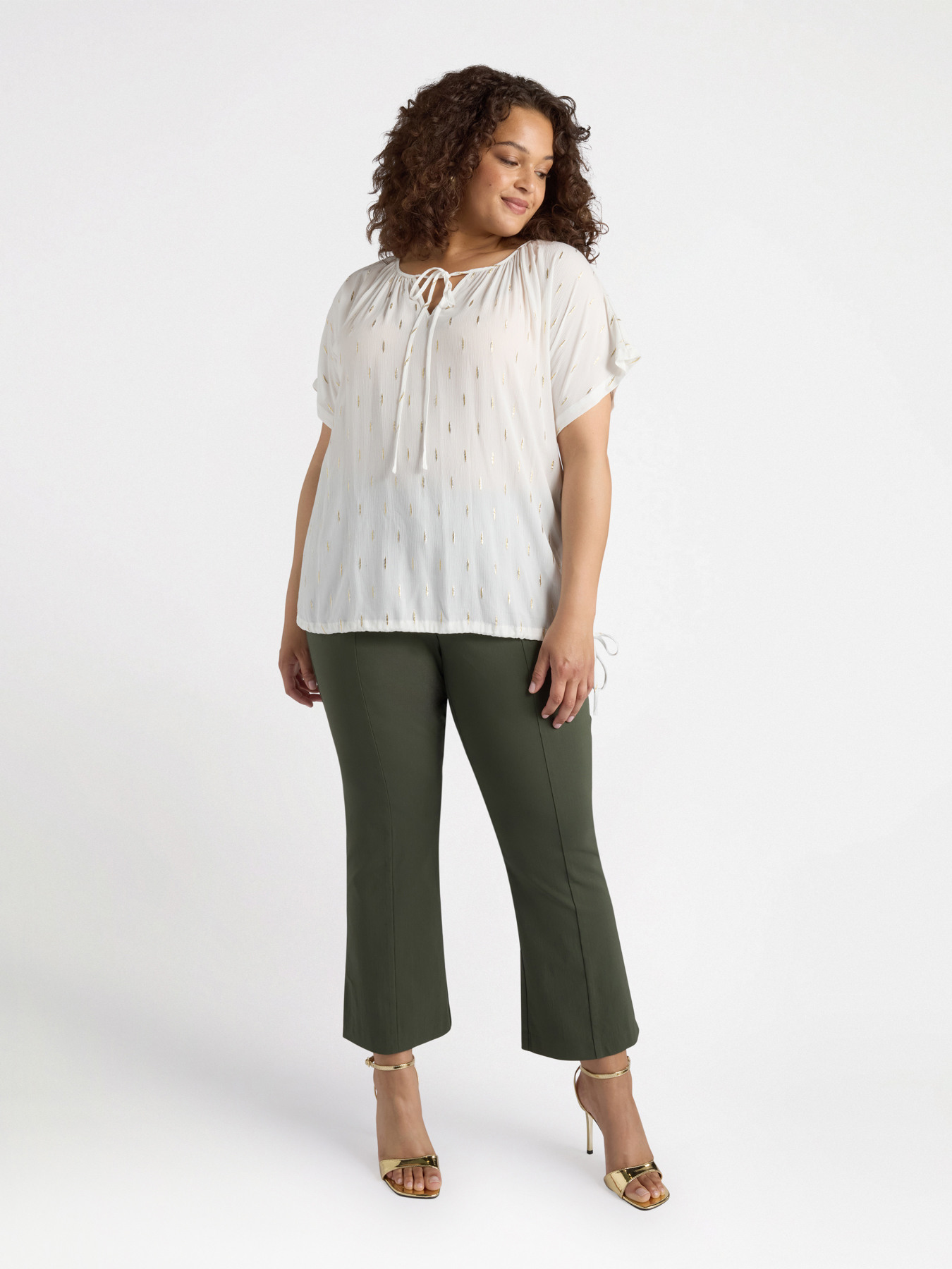 Blusa con lacci in tessuto creponne image number 0