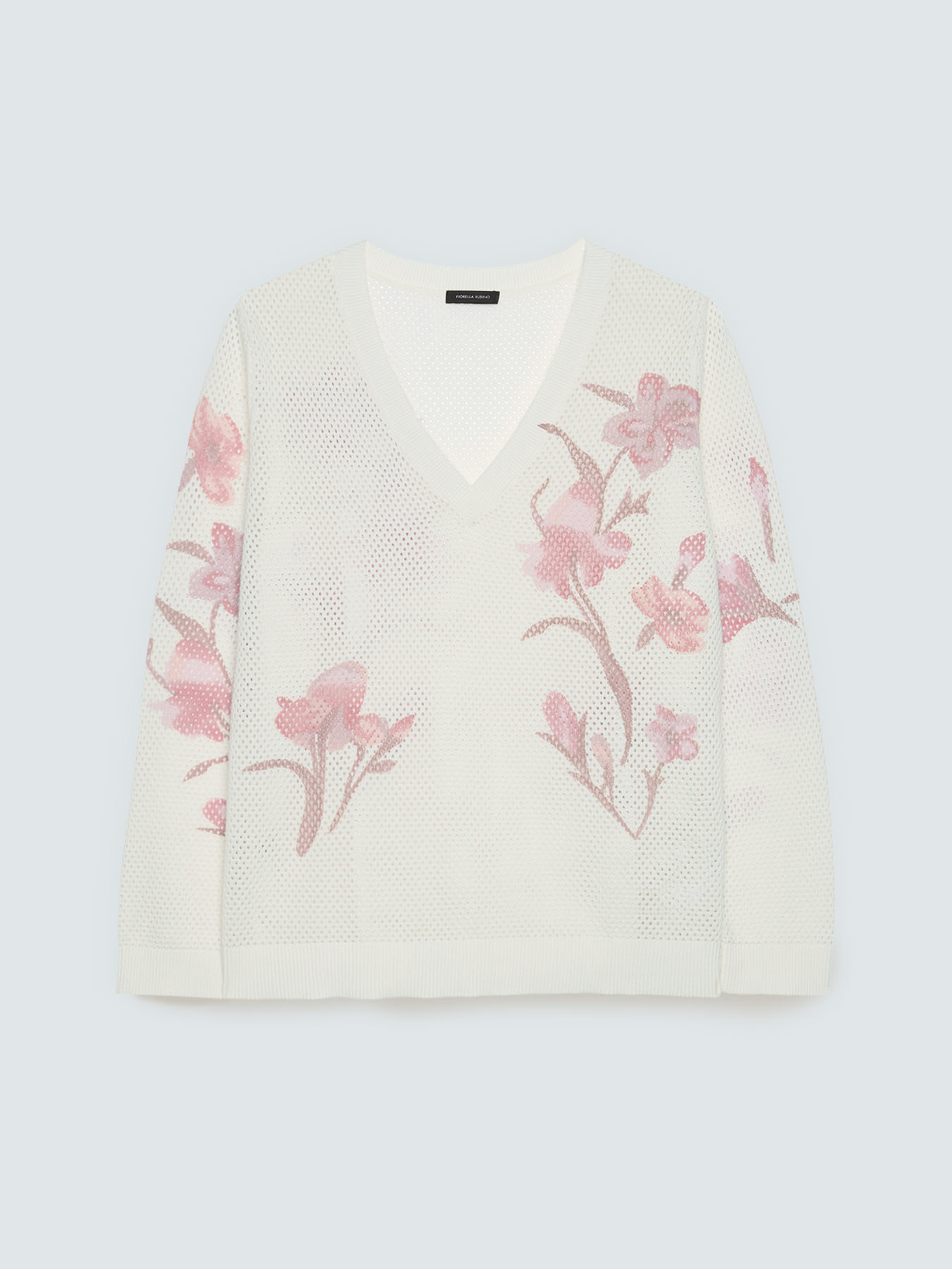 Pull ajour&eacute; avec imprim&eacute; fleuri image number 4